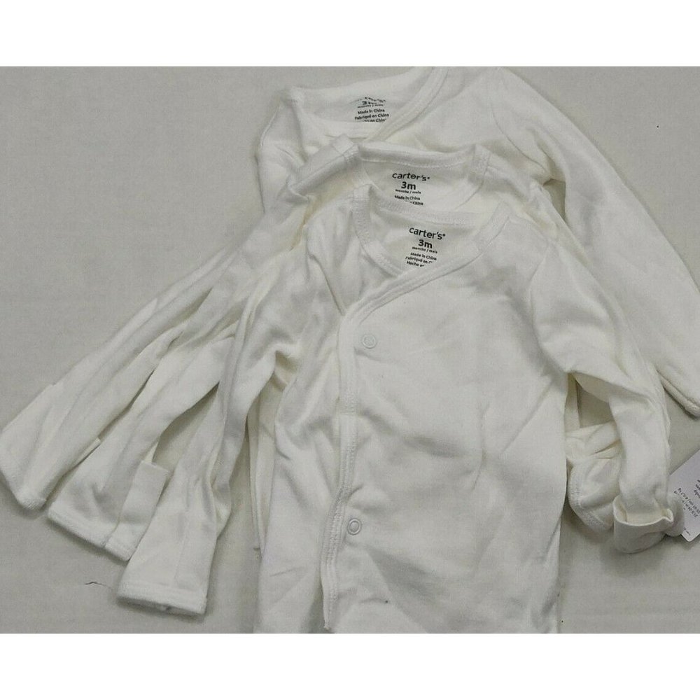 Carter's 4-Pack Kimono Side-Snap Solid White 3 Mon - Picture 8 of 10